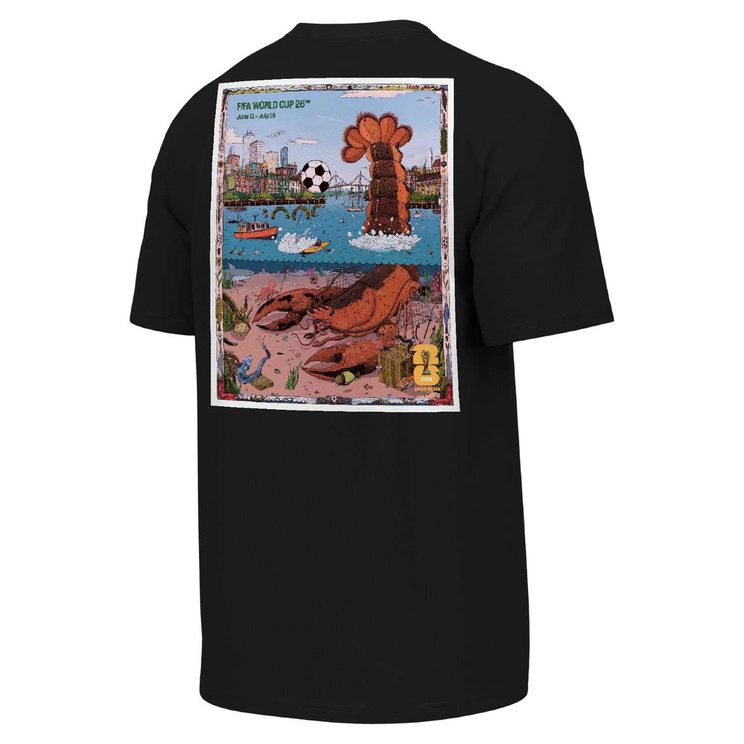 2026 World Cup Boston Poster Black T-Shirt - Unisex - Image 2